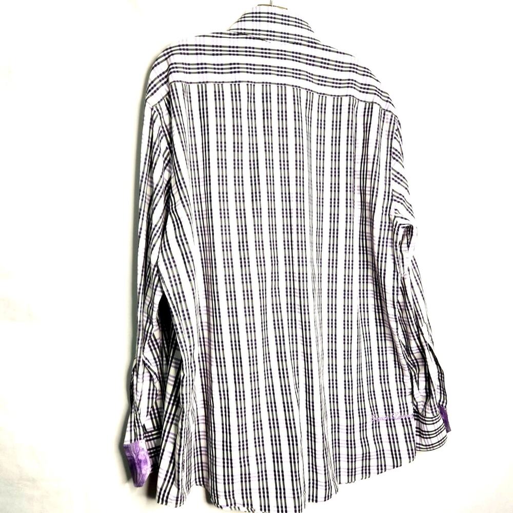 English Laundry by Christopher Wicks Cotton Shirt Size 17.5, 34/35 Purple Plaid - Picture 16 of 16
